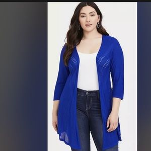 TORRID ELECTRIC BLUE POINTELLE CARDIGAN 3x